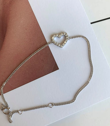 Sterling silver bracelet with zirconia heart 925 silver