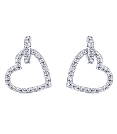 Heart earrings made of 925 silver with zirconia stones