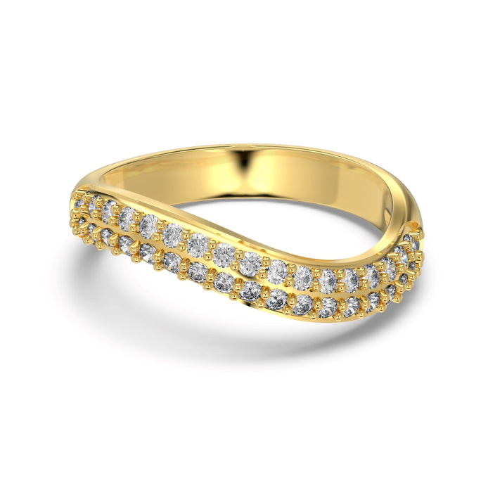 925 silver ring 18K gold plated with small zirconia stones in curved shape