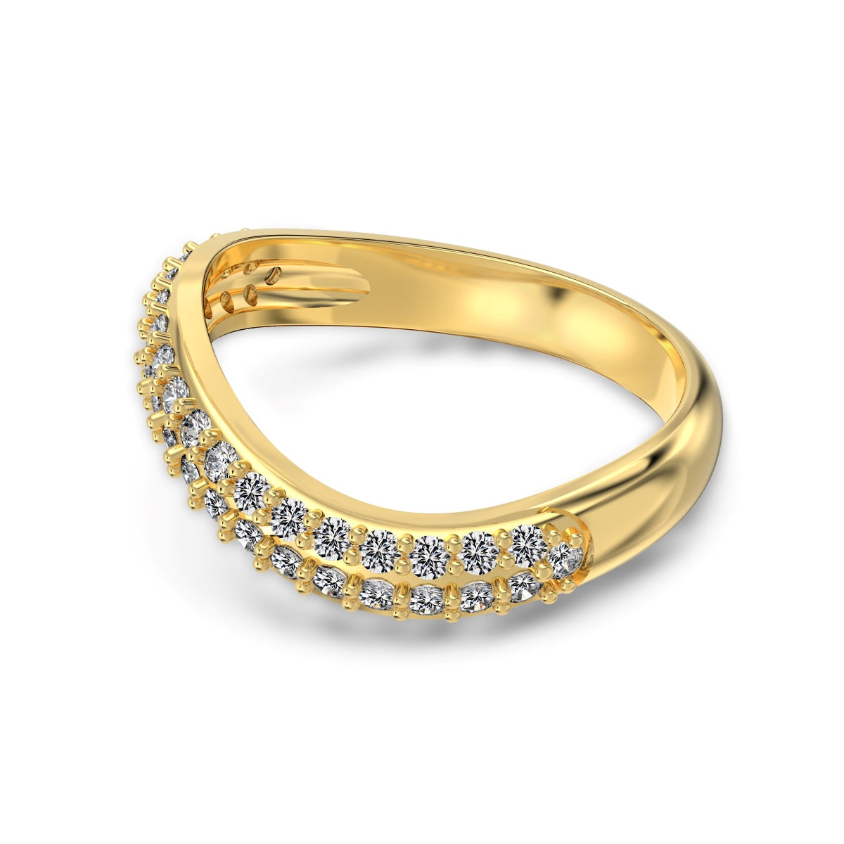925 silver ring 18K gold plated with small zirconia stones in curved shape