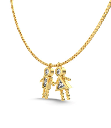 925 silver chain with figure pendants - 18K gold-plated