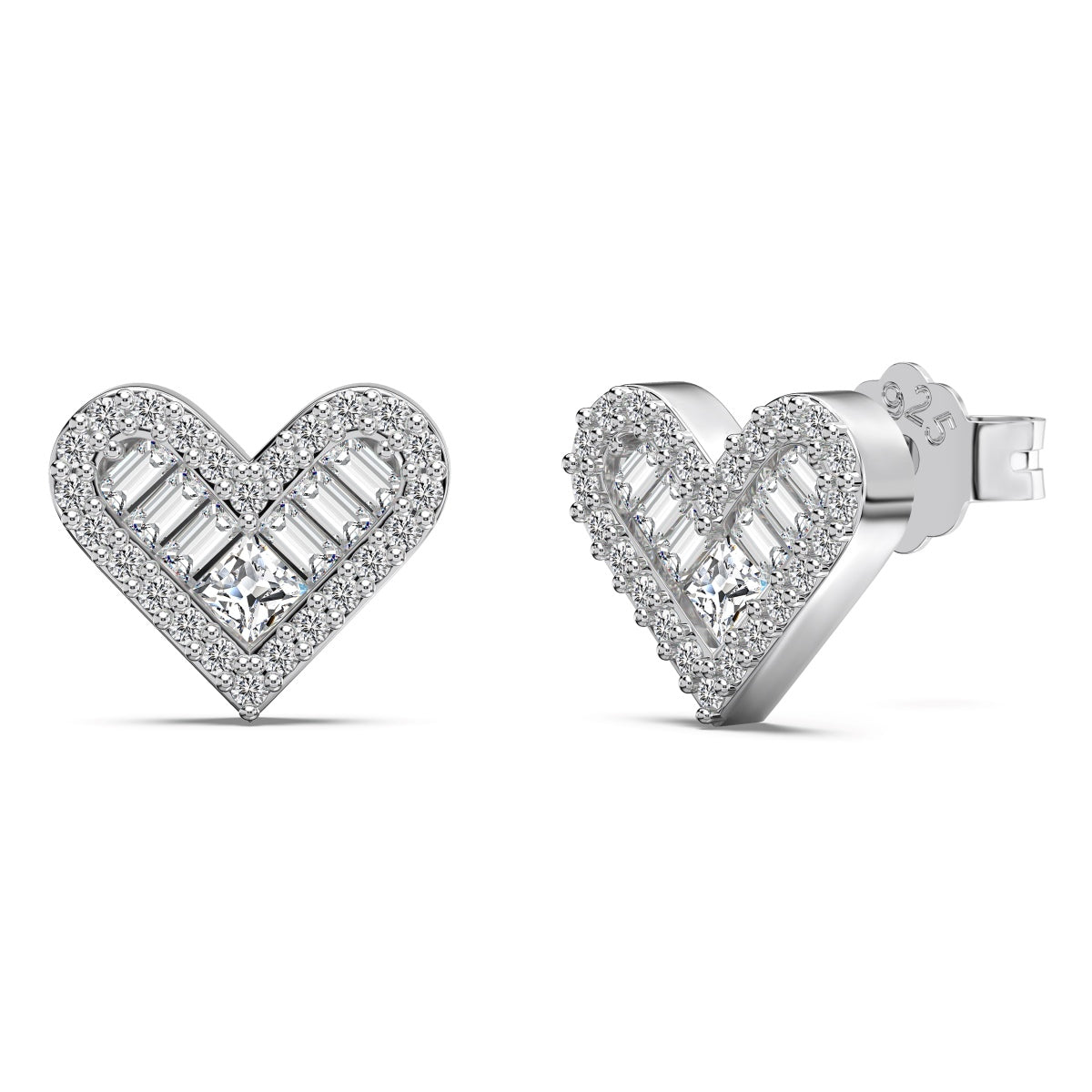 Pure Heart heart earrings made of 925 silver with zirconia stones