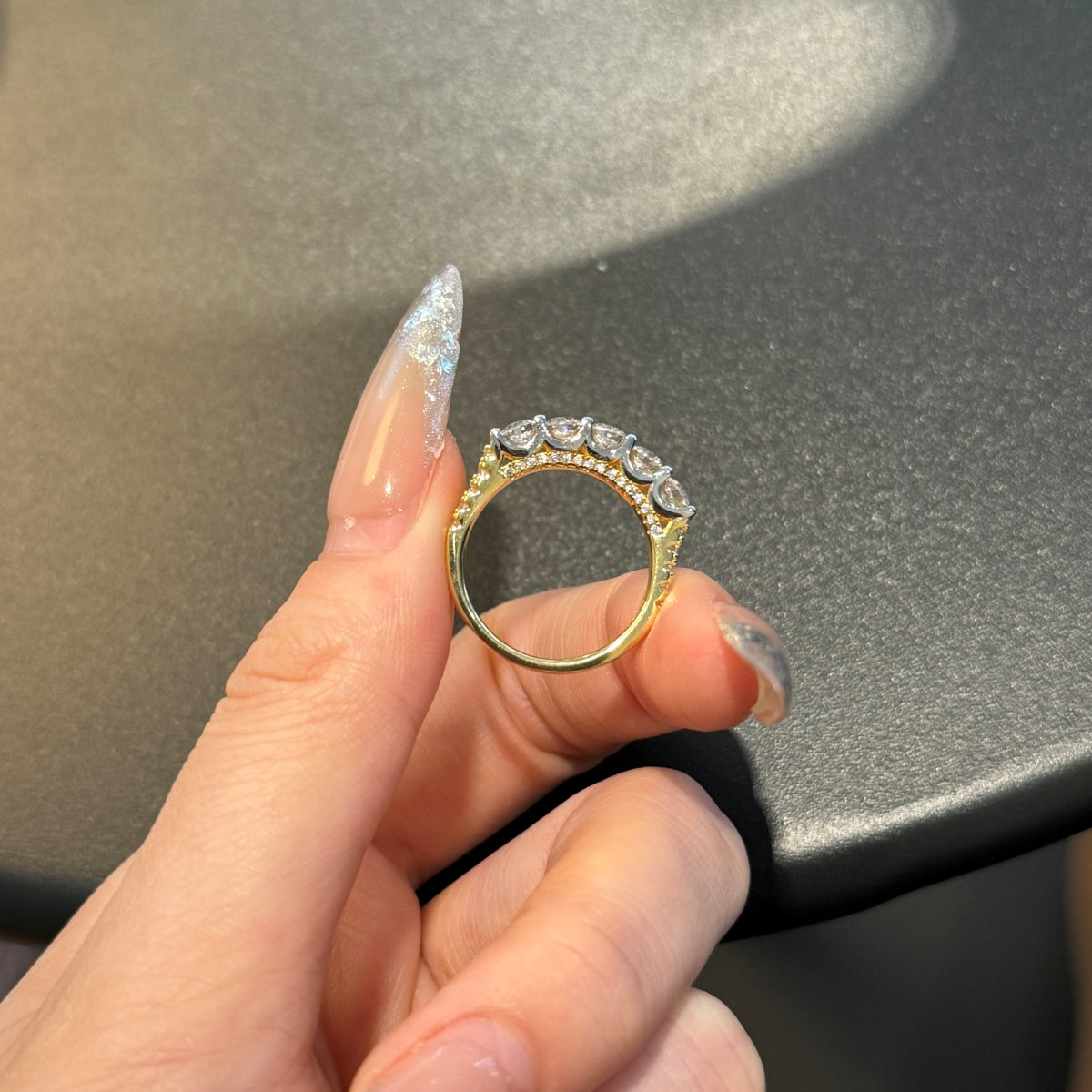 925 silver ring gold-plated with sparkling zirconia stones