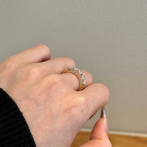 925 silver ring gold-plated with sparkling zirconia stones