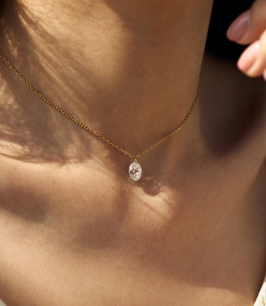 Elegant silver chain 925 gold-plated - oval zirconia