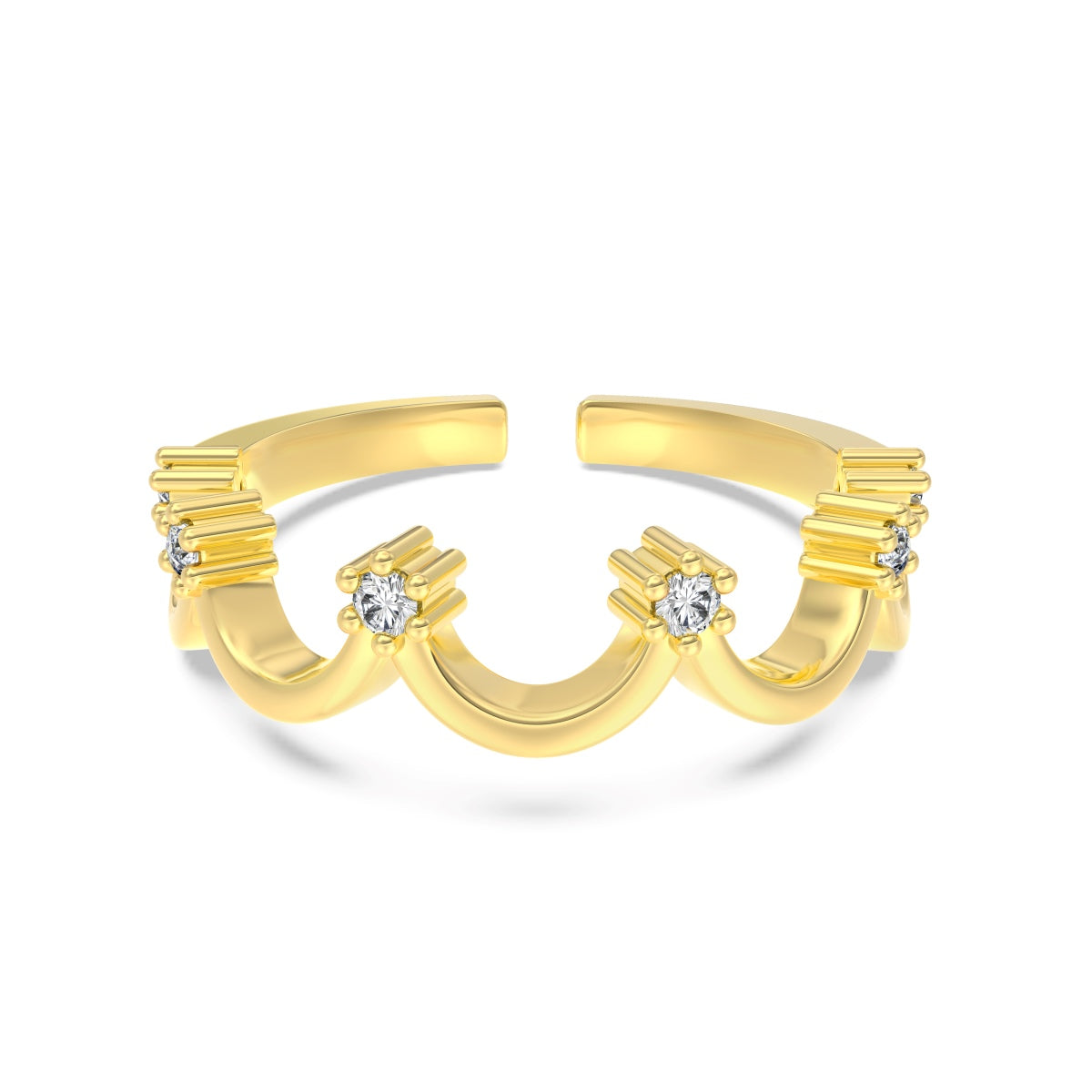 18K gold-plated 925 silver ring in crown design with zirconia