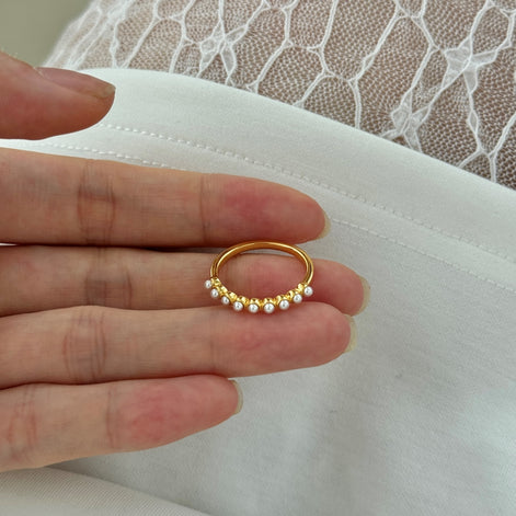 Pearl sterling silver ring 18K gold plated