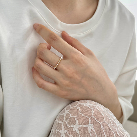 Pearl sterling silver ring 18K gold plated