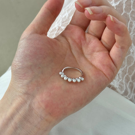 Pearl silver ring 925 with zirconia stones