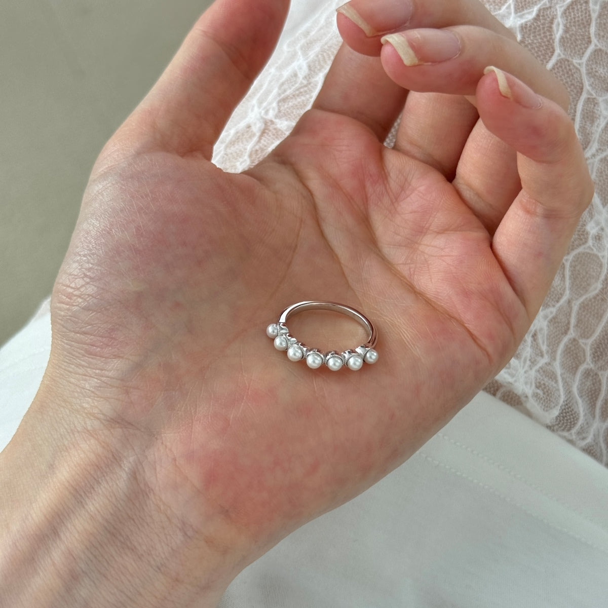 Pearl silver ring 925 with zirconia stones