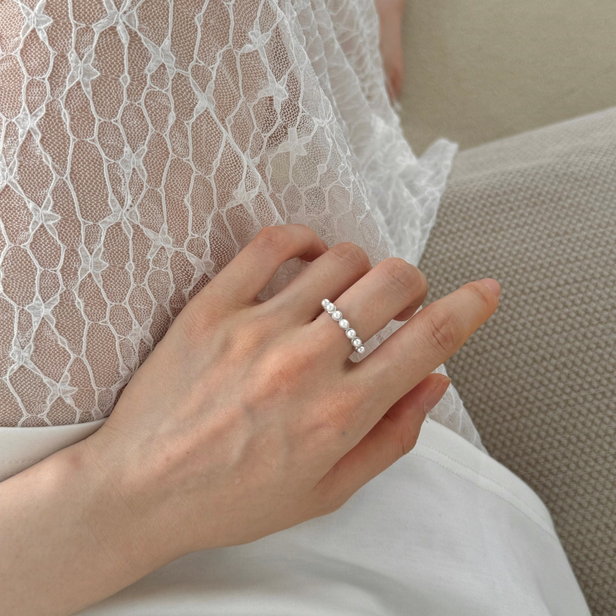 Pearl silver ring 925 with zirconia stones