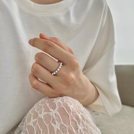 Pearl silver ring 925 with zirconia stones