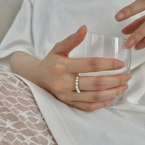 Pearl silver ring 925 with zirconia stones