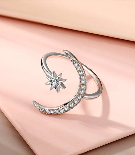 925 real silver ring adjustable with zirconia stones