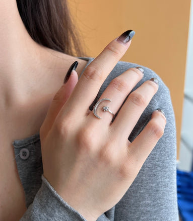 925 real silver ring adjustable with zirconia stones