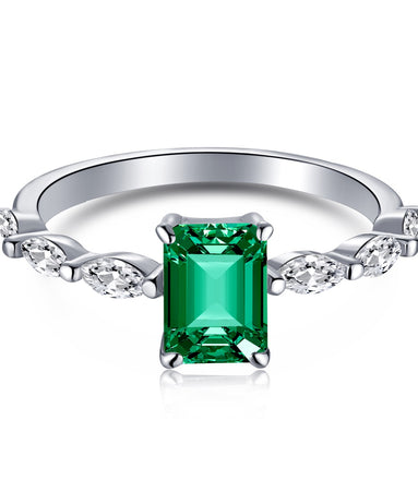 Sterling silver ring with green zirconia stone