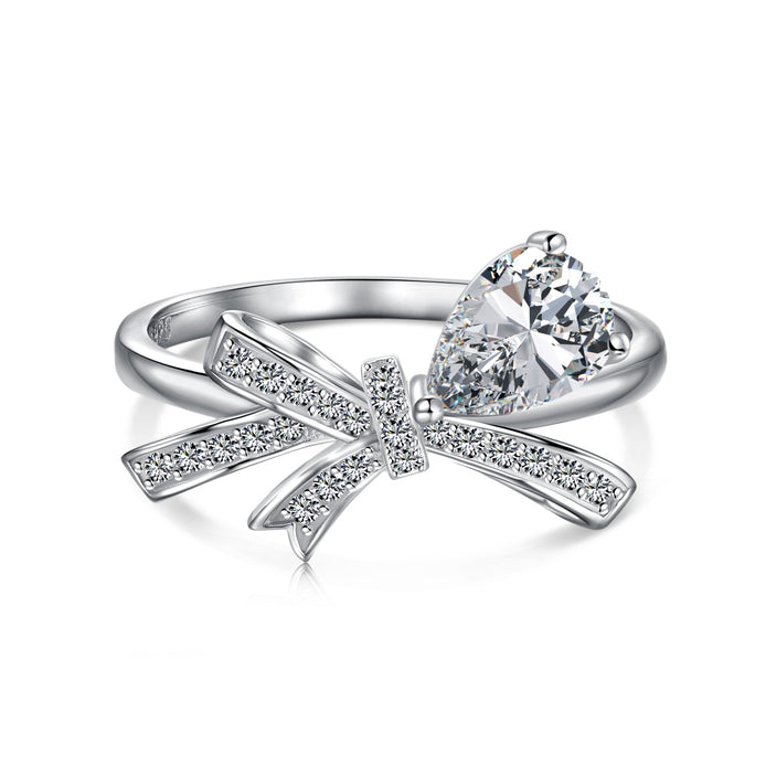 925 silver ring in bow design with zirconia stones