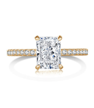 Elegant solitaire ring – 925 silver, 18K gold-plated