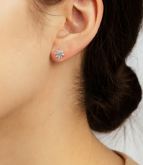 Elegant stud earrings made of 925 sterling silver with zirconia stones