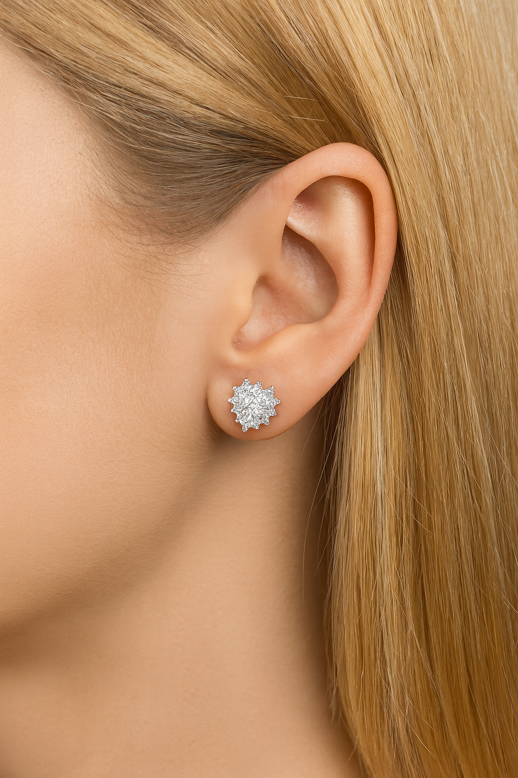 Heart Crown/ Heart stud earrings made of 925 silver with zirconia stones