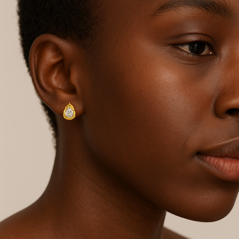 Drop-shaped 925 silver earrings 18K gold-plated and zirconia stone