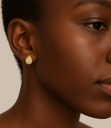 Drop-shaped 925 silver earrings 18K gold-plated and zirconia stone