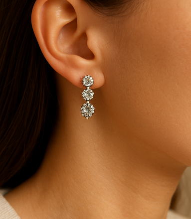 Zirconia earrings hanging 925 silver with 3 stones