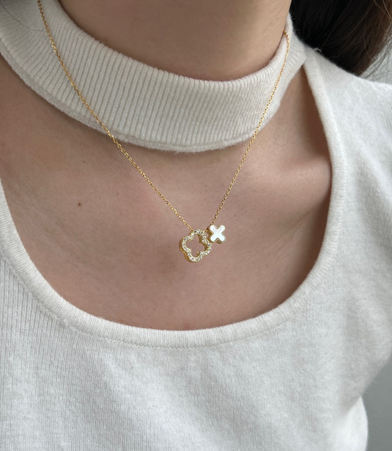 Exclusive 2 in 1 chain 925 silver, 18K gold plated with sparkling zirconia stones