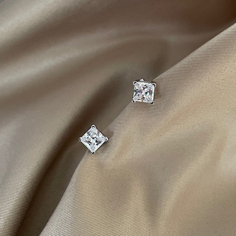 Stud earrings 925 Sterling Silver - Square Zirconia
