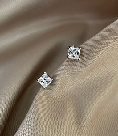 Stud earrings 925 Sterling Silver - Square Zirconia