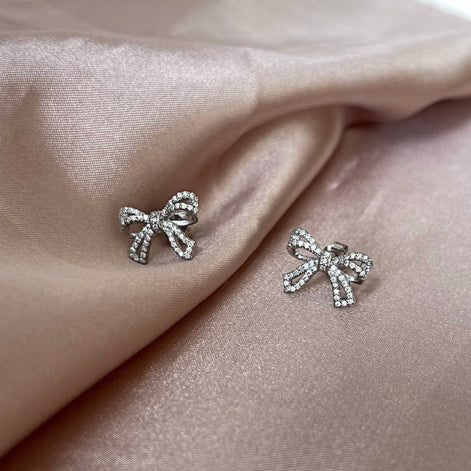 Bow earrings made of 925 silver with zirconia