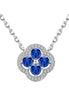 925 Sterling silver necklace with clover pendant &amp; blue zirconia