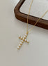 925 silver chain pearl cross - 18K gold plated