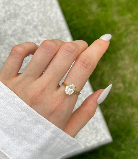 18K gold-plated 925 silver solitaire ring with large zirconia