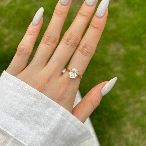 18K gold-plated 925 silver solitaire ring with large zirconia