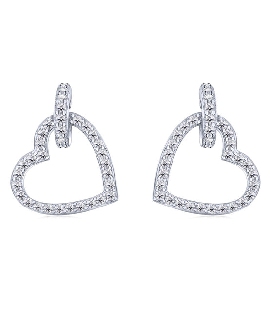 Heart earrings made of 925 silver with zirconia stones