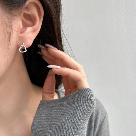 Heart earrings made of 925 silver with zirconia stones