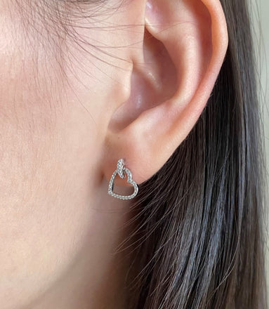 Heart earrings made of 925 silver with zirconia stones