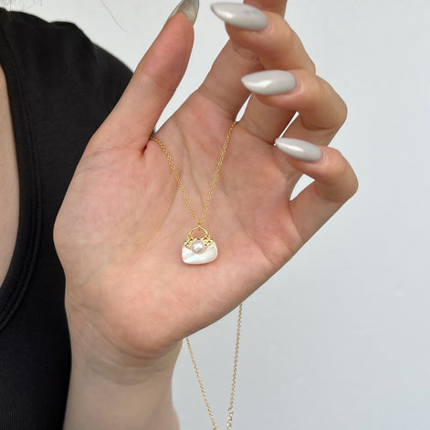 925 silver chain with handbag pendant 18K gold-plated