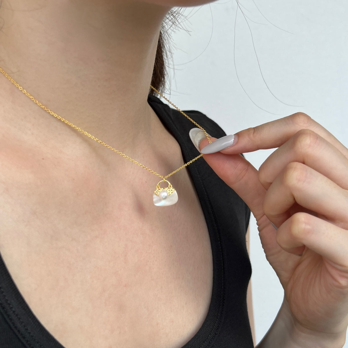 925 silver chain with handbag pendant 18K gold-plated