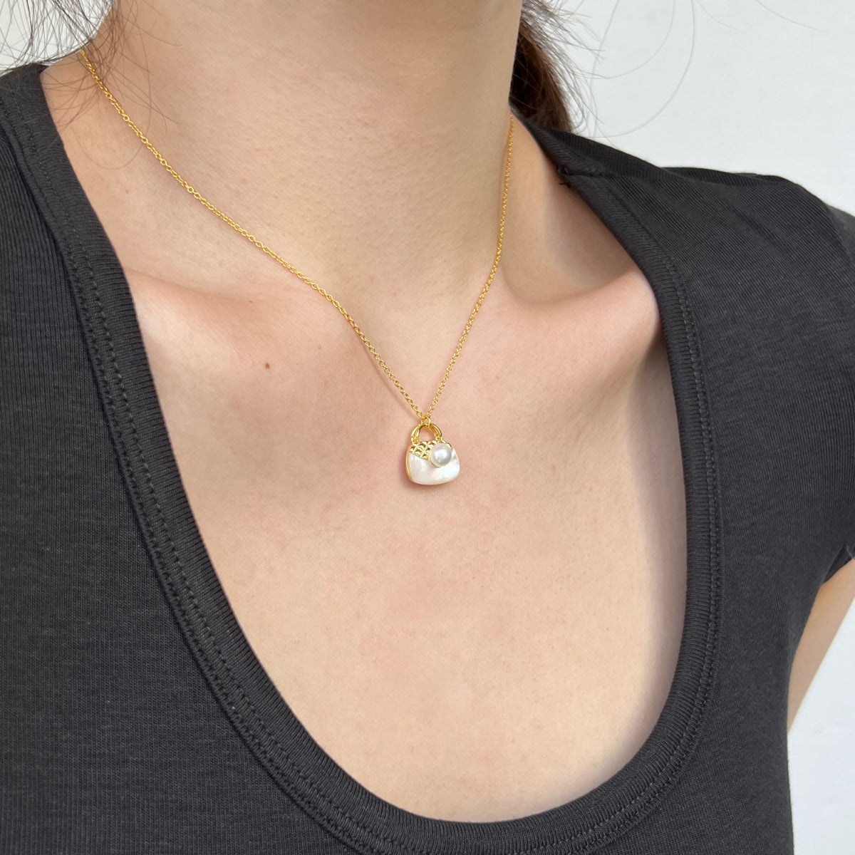 925 silver chain with handbag pendant 18K gold-plated