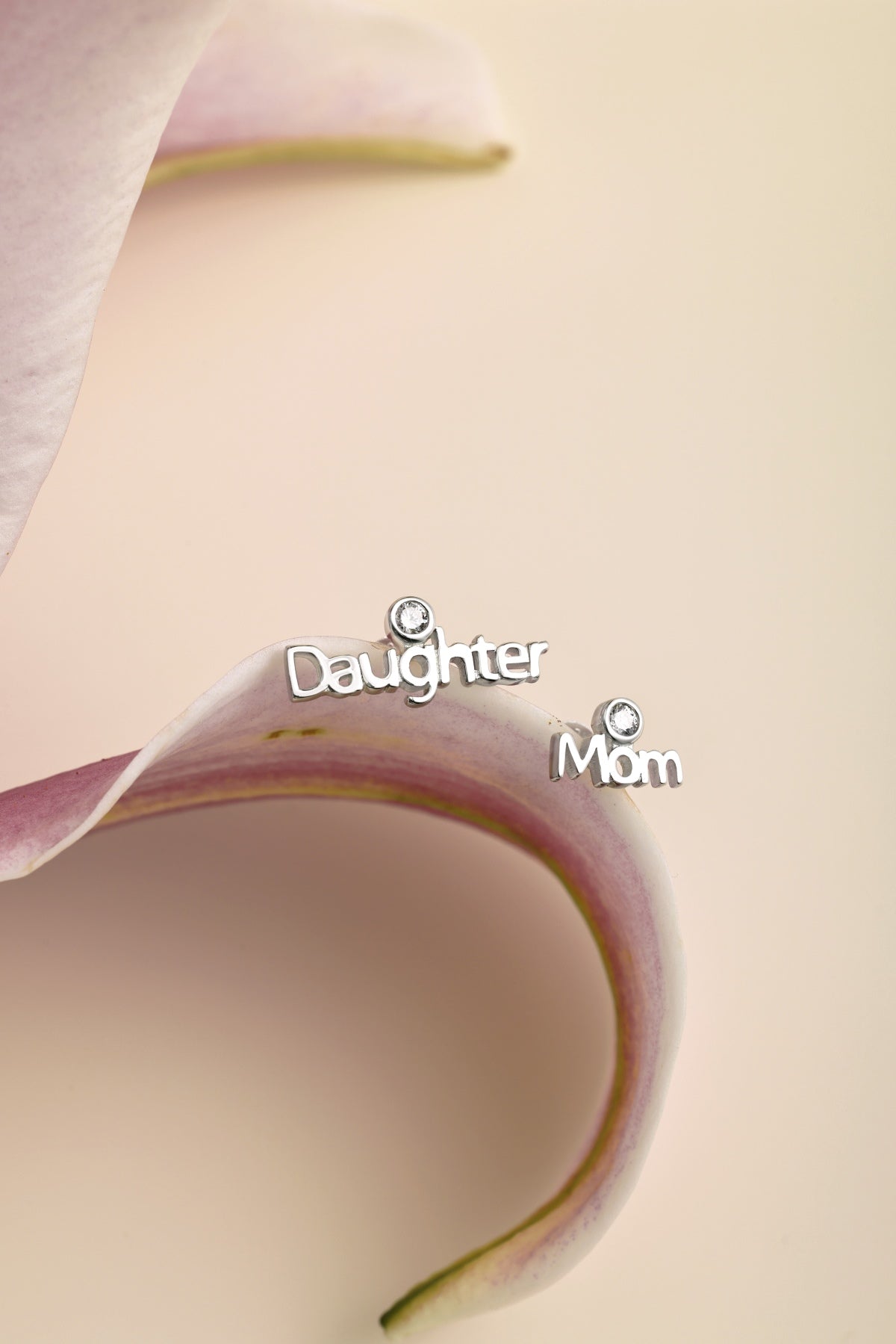 Stud earrings 925 silver Mom&Daughter with zirconia stone