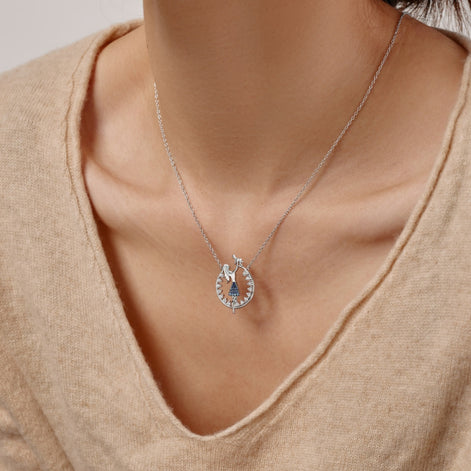 Necklace made of 925 sterling silver with mother-child pendant &amp; zirconia