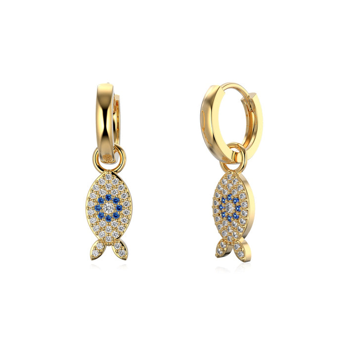 Fish earrings/earrings 925 silver gold-plated