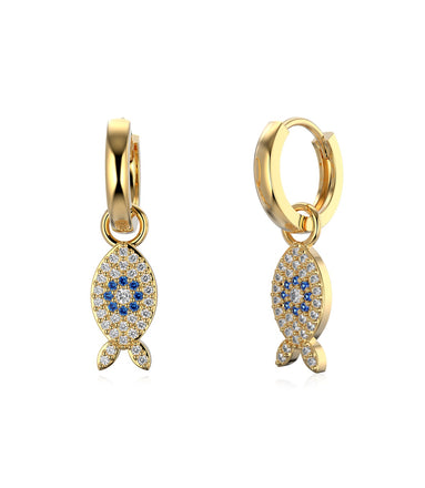 Fish earrings/earrings 925 silver gold-plated