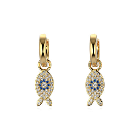Fish earrings/earrings 925 silver gold-plated