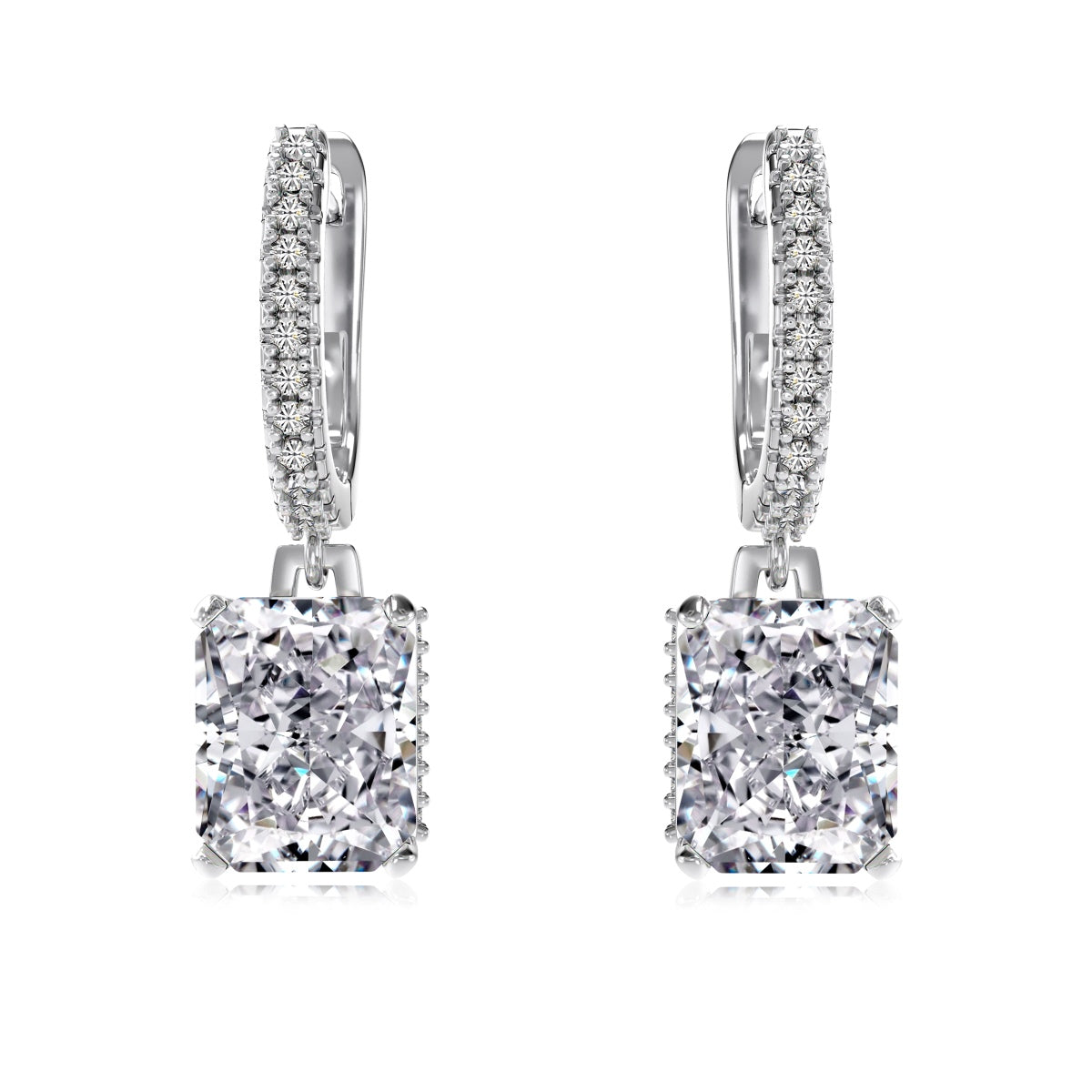 Hanging earrings made of 925 sterling silver with zirconia