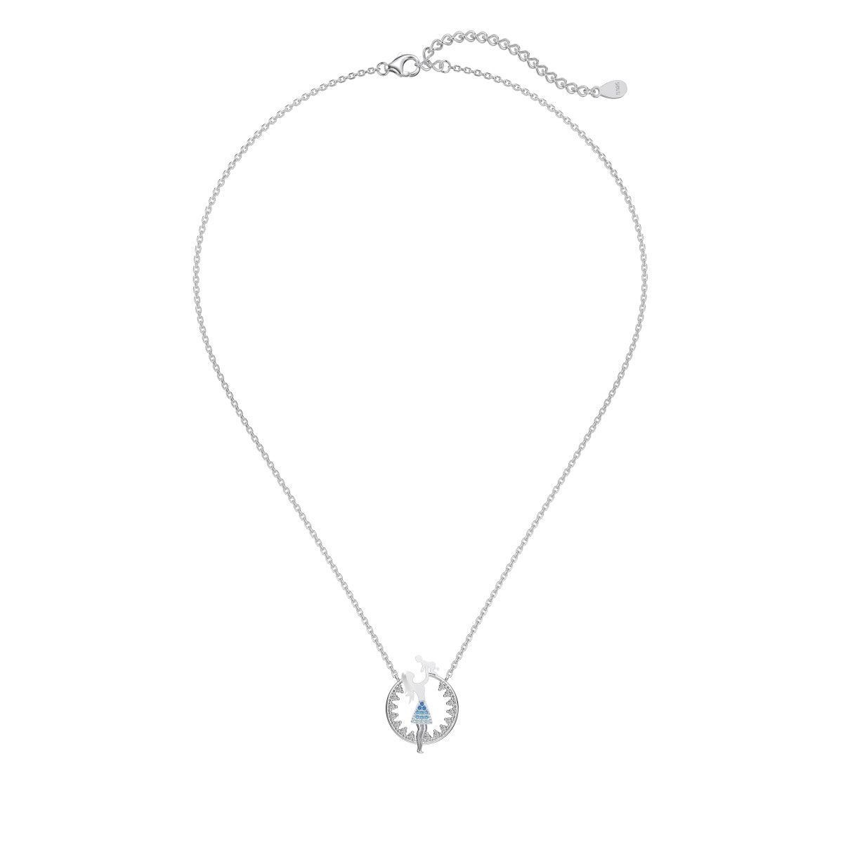 Necklace made of 925 sterling silver with mother-child pendant & zirconia