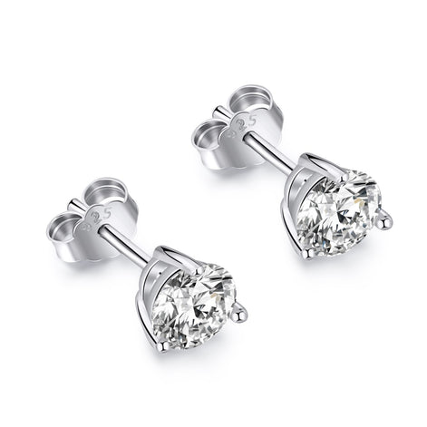 Stud earrings made of 925 silver with large round zirconia stone