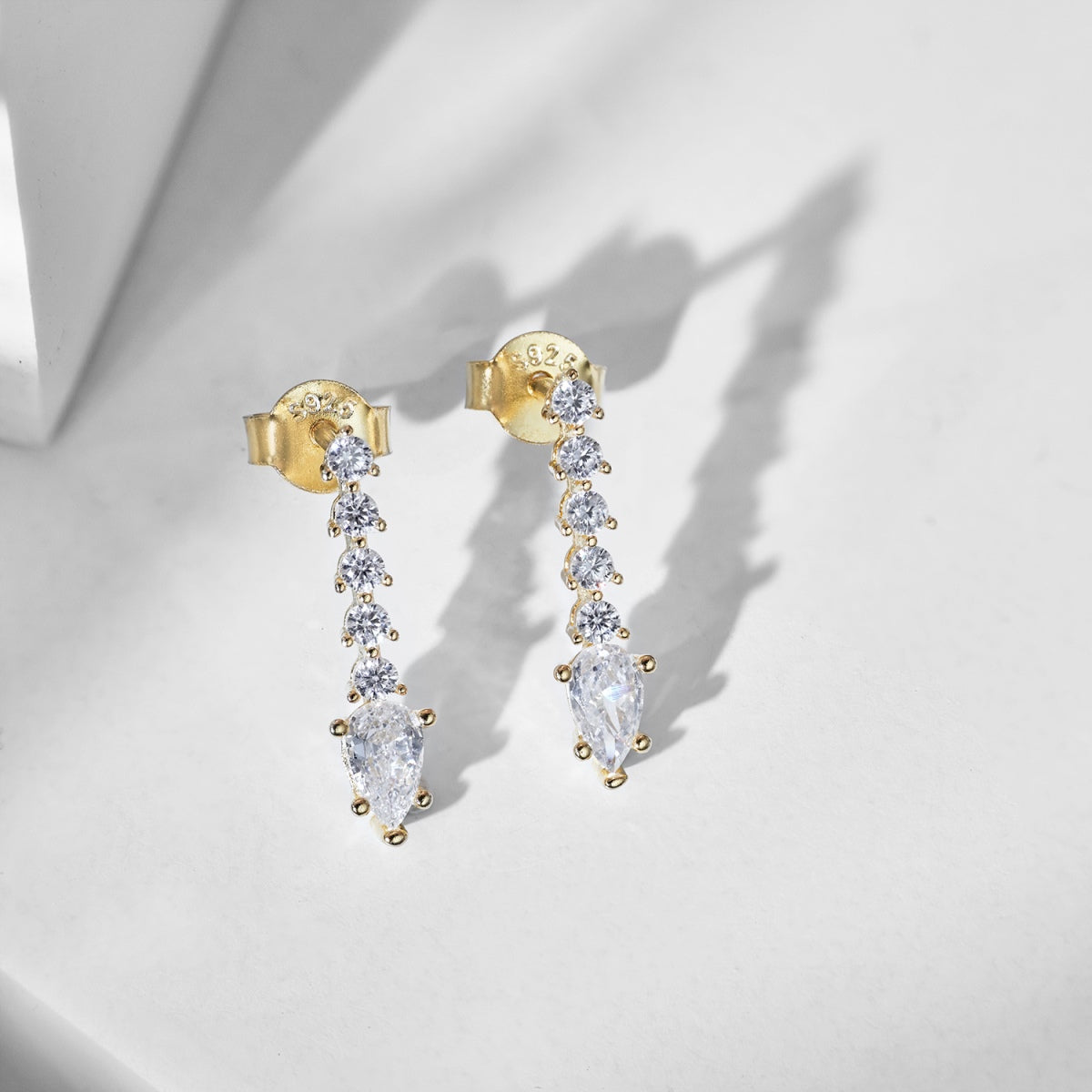 Earrings made of 925 silver gold-plated with zirconia stones
